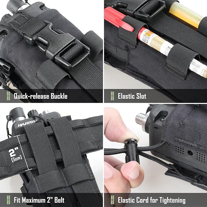 Tactical Radio Holster, Molle Radio Pouch Radio Holder of Single-Handed Operation for Duty Belt Vest Compatible with PRC 152/148 Mainstream Military Intercom Models