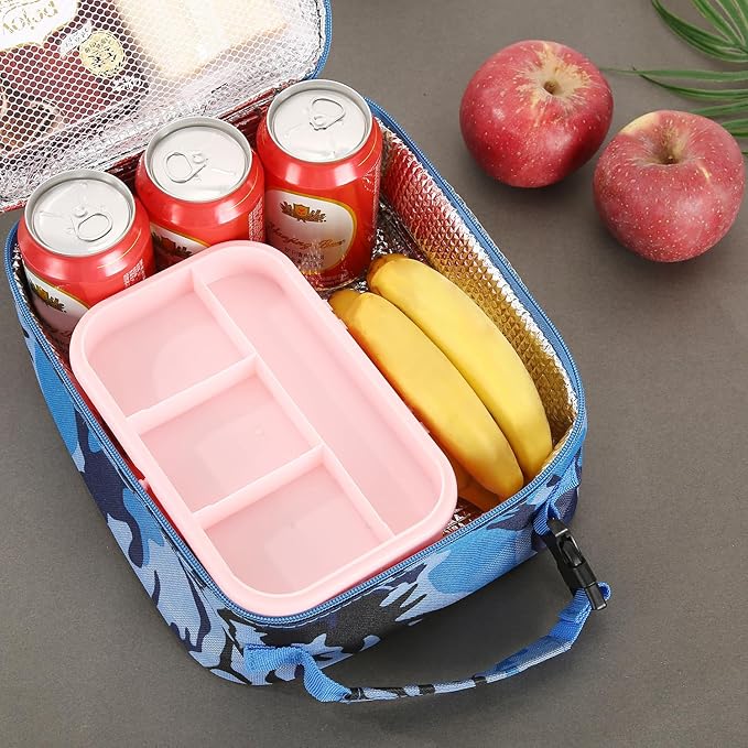 Lunch box Lunch bag for men women Insulated Lunchbox Lunch bags for Work Picnic Travel (Blue camo)