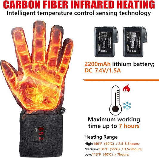 ZAPAL Heated Gloves for Men Women Rechargeable, Winter Ski Gloves, Waterproof Touchscreen Heated Thin Gloves for Climbing Hiking Cycling Camping (Size:M)