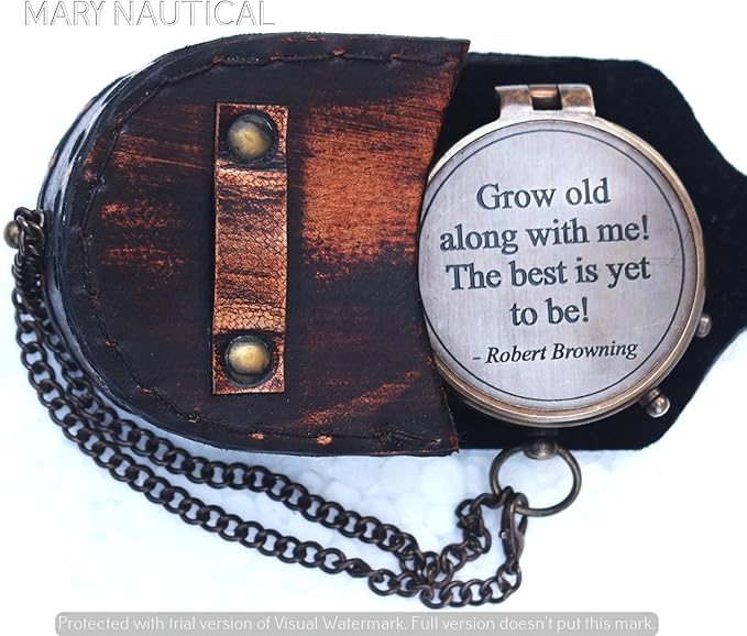 MARY NAUTICAL- Grow Old Along with Me Anniversary Compass Gift for Him or Her, Romantic Gift Ideas for Husband or Wife, Wedding Anniversary Decorations, Our Wedding for Men
