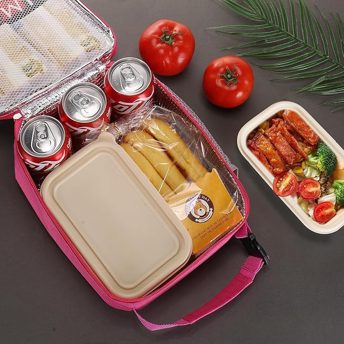 Lunch box Lunch bag for men women Insulated Lunchbox Lunch bags for Work Picnic Travel (Rosy)