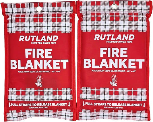 Rutland Fire Blanket for Home and Kitchen Emergency - 2 Pack, 40" x 40" - Fiberglass Fire Suppression Blanket Safety for Grilling, Camping and Boats (2)