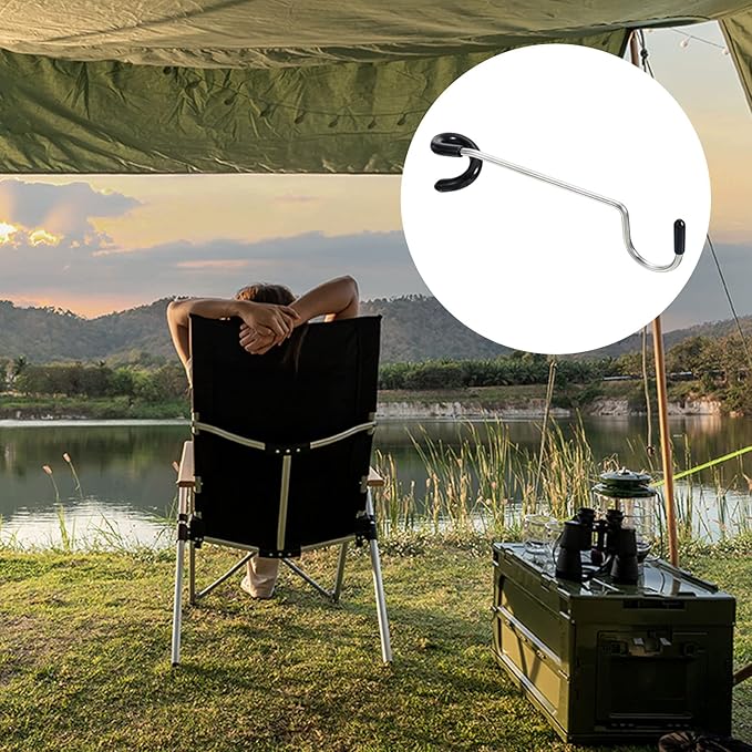 PATIKIL Camping Lantern Hook Hanger, 3 Pack Camping Equipment Non-Slip Tent Lamp Hooks Pole Hanger for Outdoor Hiking, Black