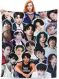 Jungkook Blanket Jeon Jung Kook Soft and Comfortable Warm Fleece Throw Full Picture of Idol Group Blankets 50"X60" Beach Blankets Gift for Dorm Room Decor Sofa Bed Camping Travel