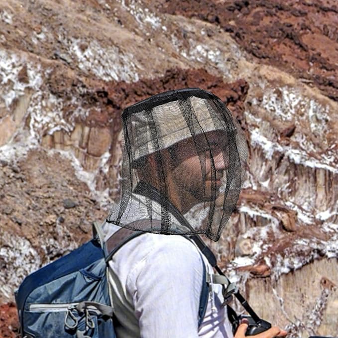 Mosquito Head Net, Premium Extra Fine Holes Face Mesh Bug Face Netting for Head Hiking, Backpackers Insect Net Mask Cover for Outdoor Travel Camping Hiking
