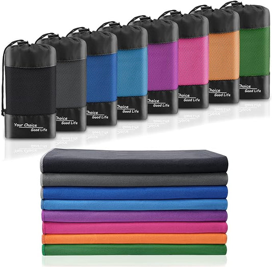 Your Choice 2 Pack Microfiber Travel Beach Towel (72x40 and 12x24 inch), Fast Drying, Super Absorbent, Lightweight, Ultra Compact. Perfect for Camping, Swimming, Yoga(XXLarge/Rose red)