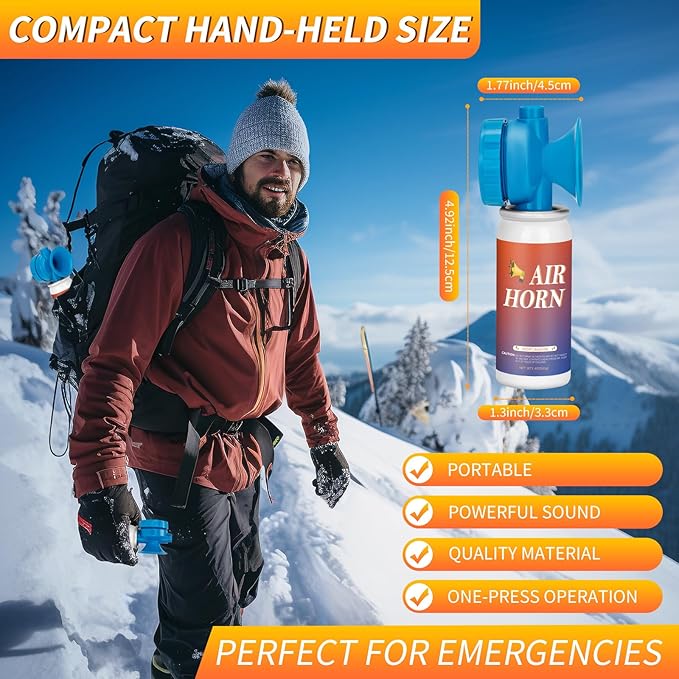 Air Horns, Air Horn Can for Safety Loud Marine Air Horns Can 1.4OZ Mini Small Handheld Air Horn for Boat Air Horns for Sporting Events Emergency Use Camping Hiking Outdoor