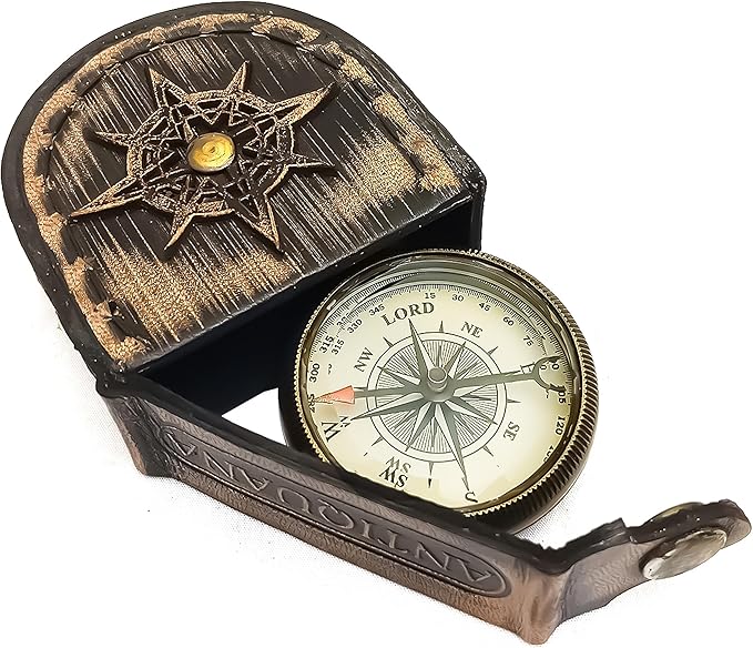 God is with You Wherever You Go Engraved Compass with Authentic Leather Case Brass Compass Directional Compass, Baptism Gifts for Boys & Girls, First Communion (BLC2)