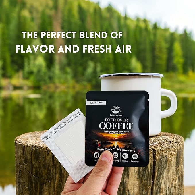 Hachidoori Single-Serve Portable Pour Over Drip Coffee – 7 Ready-to-Brew Packs with Ground Coffee & Filters | Fresh Coffee Anytime – Travel, Camping, Office.