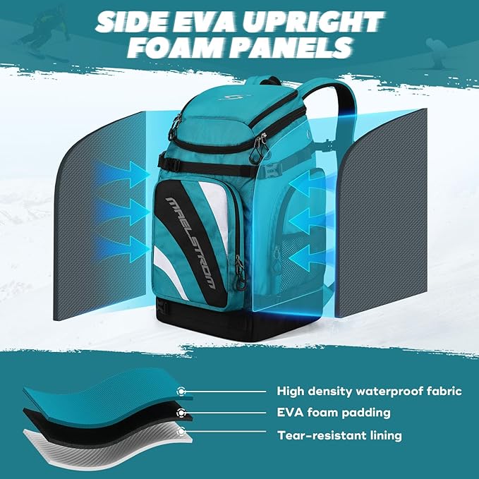 Maelstrom Ski Boot Bag,55L Large Ski Boots Travel Backpack for Men Women,Waterproof Snowboard Boot Bag for Skis Accessories