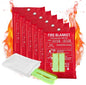 Emergency Fire Blankets, Fire Extinguisher Blanket Glow at Night, Flame Retardant Blanket Fire Safety Blanket for Home and Kitchen, Camping, Grill, Car, Office (6 Pack)