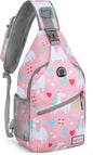 ZOMAKE Sling Bag for Women Men, Small Crossbody Sling Backpack, Mini Water Resistant Shoulder Daypack for Travel, Anti Thief Chest Bag for Hiking, Sports(Unicorn Pink)