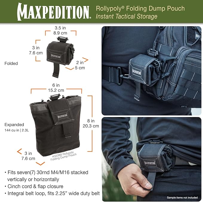 Maxpedition Rollypoly Folding Dump Pouch (Black) 9.4 inch