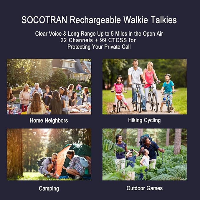 Walkie Talkies for Adults 3 Pack Rechargeable Two-Way Radios Long Range 5 Miles with USB Charging Cable Blue Yellow Pink Walkie Talkies for Camping Hiking Adult