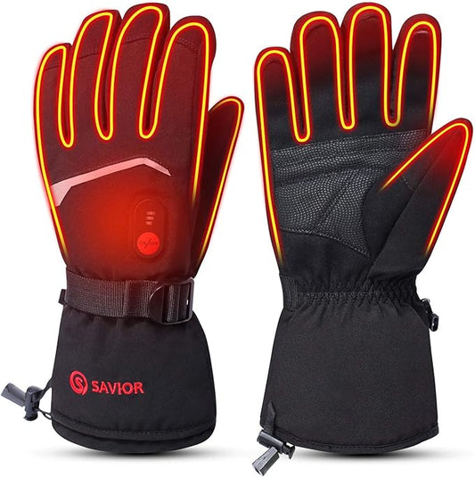 SAVIOR HEAT Heated Gloves Electric Rechargeable Battery Men Women 7.4V Heating Gloves Ski Motorcycle Work Snowboarding Hunting Hiking Camping Walking Arthritis Hands