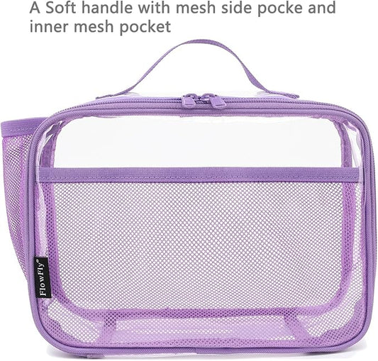FlowFly Kids Lunch box Insulated Soft Bag Mini Cooler Back to School Thermal Meal Tote Kit for Girls, Boys,ClearPurple