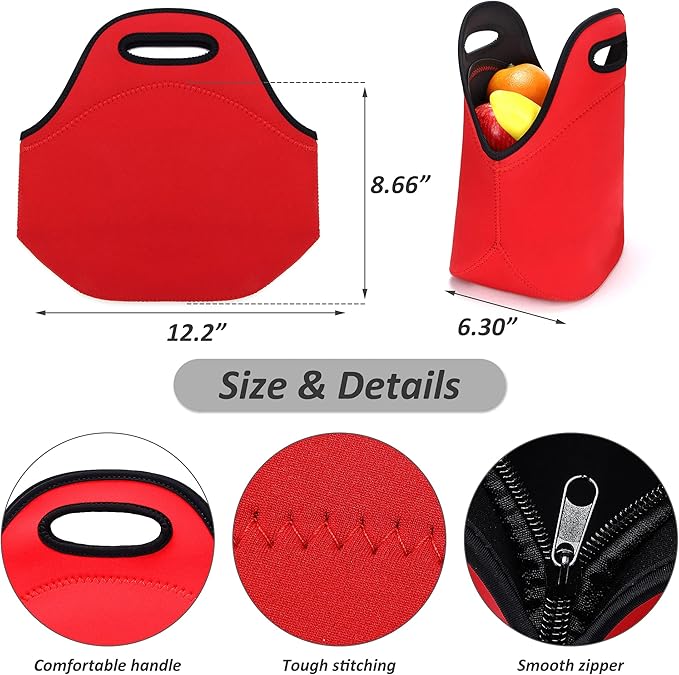 Neoprene Lunch Bags Thermal Insulated Lunch Tote Bag Reusable Washable Neoprene Picnic Bag for Women Men