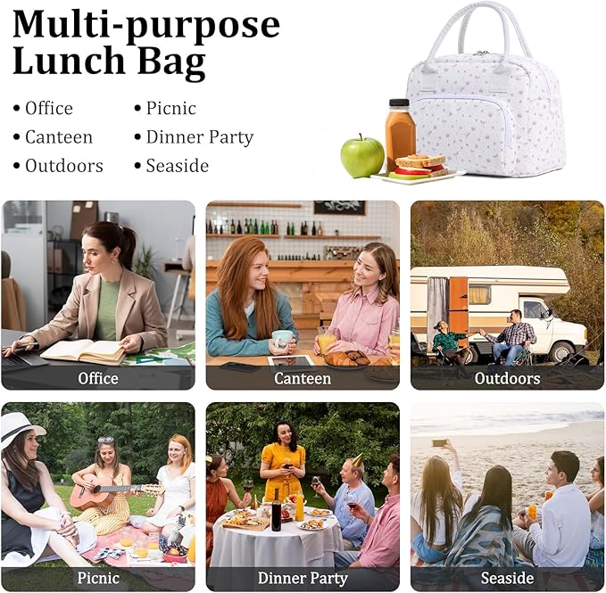 Insulated Lunch Bag for Women Men Large Reusable Lunch Box Adult Leakproof Portable Cooler Tote Bags for Work Picnic