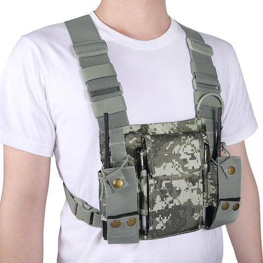 abcGoodefg Radio Chest Harness Chest Front Pack Pouch Holster Vest Rig for Two Way Radio Walkie Talkie(Rescue Essentials)