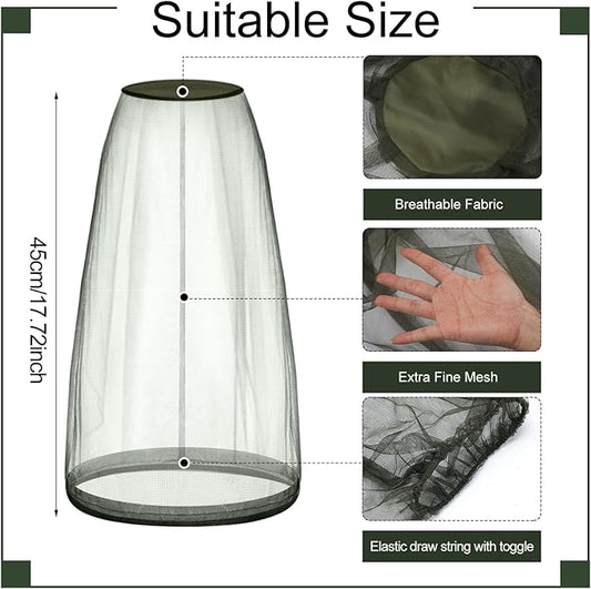 Funtery 12 Pcs Mosquito Head Mesh Face Fly Netting Hood Protecting Sun Fishing Hat with Net for Men Women