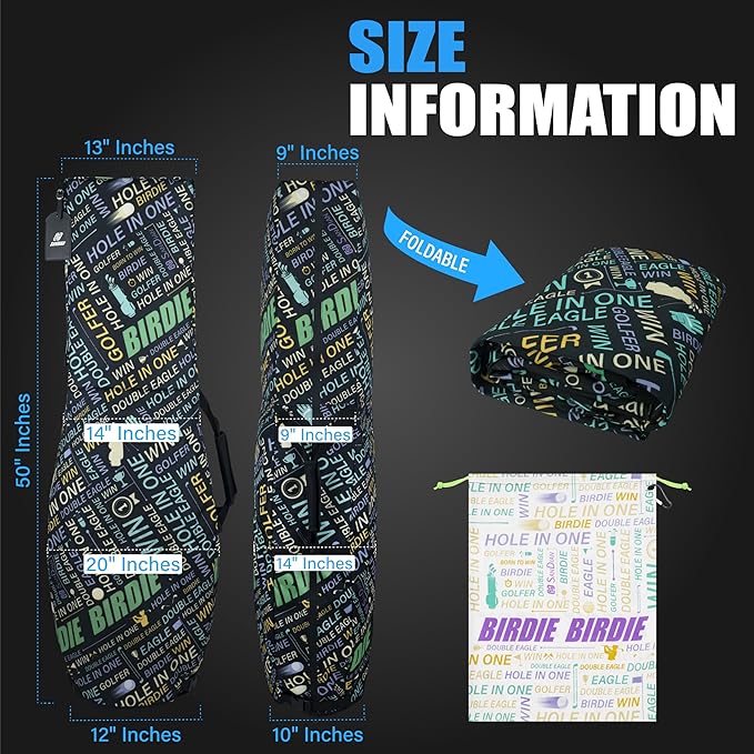 SANDIAN, Golf Travel Bag Cover for Airlines Transit, Heavy-Duty Oxford 1260D, Thick Padded Club Protection Covers, Durable PU Coatings for All Weather Resistant, One Size Fits All