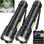 Rechargeable LED Flashlights High Lumens, 2 Pack 990000 Lumens Super Bright Flash Light with 7 Modes & COB Light, IPX7 Waterproof, USB Fast Charging Flashlights for Camping, Home, Emerge∩cies