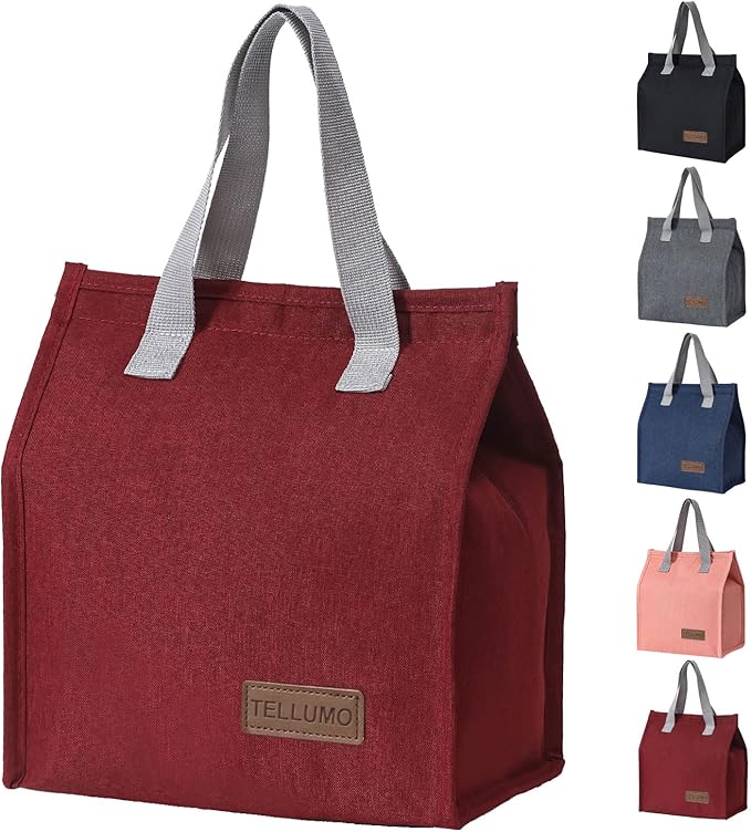 TELLUMO Lunch bag, Insulated Lunch Bag for Women Men Large Lunch Box Container Reusable Leakproof Tote for Office, Work, School, Beach or Travel (Red)