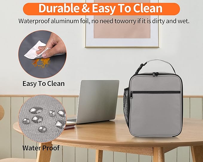 Lunch Box for Men - Reusable Lunch Bag Men Adult Women- Insulated Small LunchBox (Light Gray)