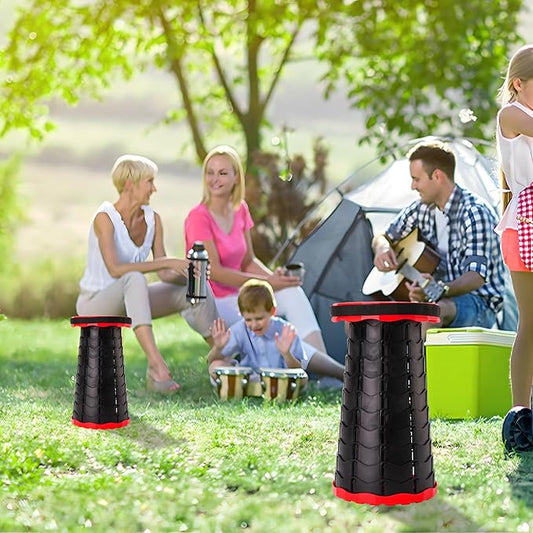 Foldable Stool, Camping Stools for Adults Thickened Portable Collapsible Retractable Stool for Fishing, Camp Chair for Hiking, BBQ, Parties, Outdoor Activities (Red)