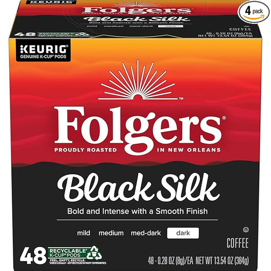 Folgers Black Silk Dark Roast Coffee, 192 Keurig K-Cup Pods
