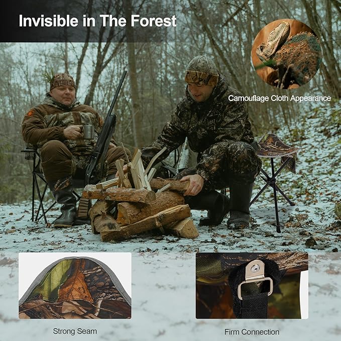 REDCAMP 2 Pack Extra Tall Folding Tripod Stools for Adults, Lightweight Portable Camping Stools for Blinds, Small Tripod Chairs for Fishing Backpacking Travel