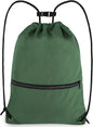 Drawstring Backpack Sports Gym Bag for Women Men Large Size With Two Zipper Pockets and Water Bottle Mesh Pockets