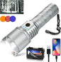 Flashlights High Lumens 900000 LED Rechargeable Tactical Flashlight Zoomable 3 Modes Fast Charging IPX6 Waterproof Super Bright Handheld Flashlights for Camping Hiking Outdoor and Gift