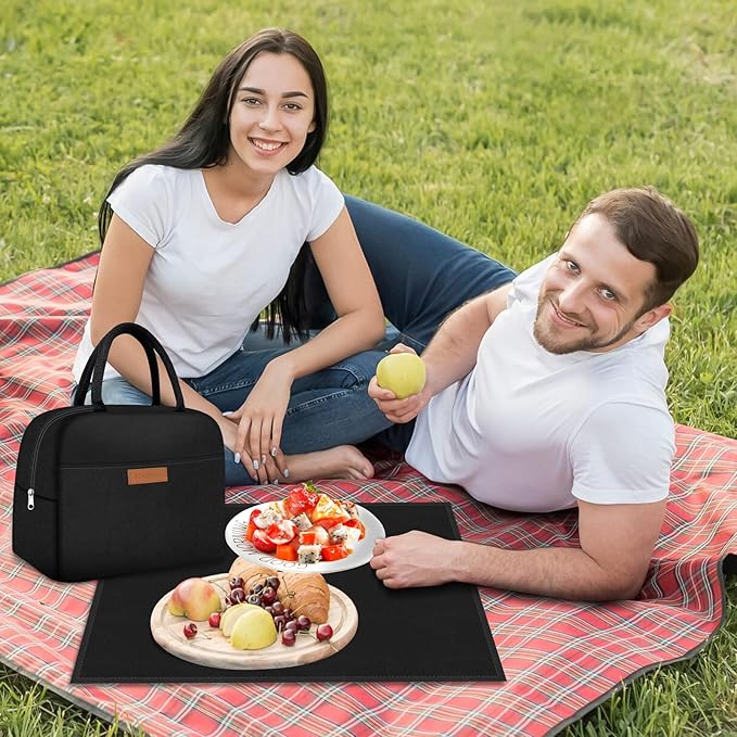 Cute Lunch Bag Women with Placemats, Insulated Lunch Box for Women, Placemats Keep Clean and Hygienic Durable Leakproof Thermal Bag High Capacity for Travel Picnic Insulated Lunch Bag
