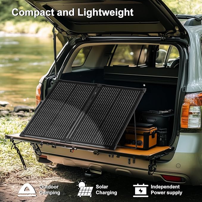 100 Watt Portable Solar Panel Kit with 10A PWM Controller,23.5% High Efficiency & IP68 Waterproof,Foldable Lightweight Design for RV/Camping/Battery,Off-Grid Power Stations,Camping Essentials