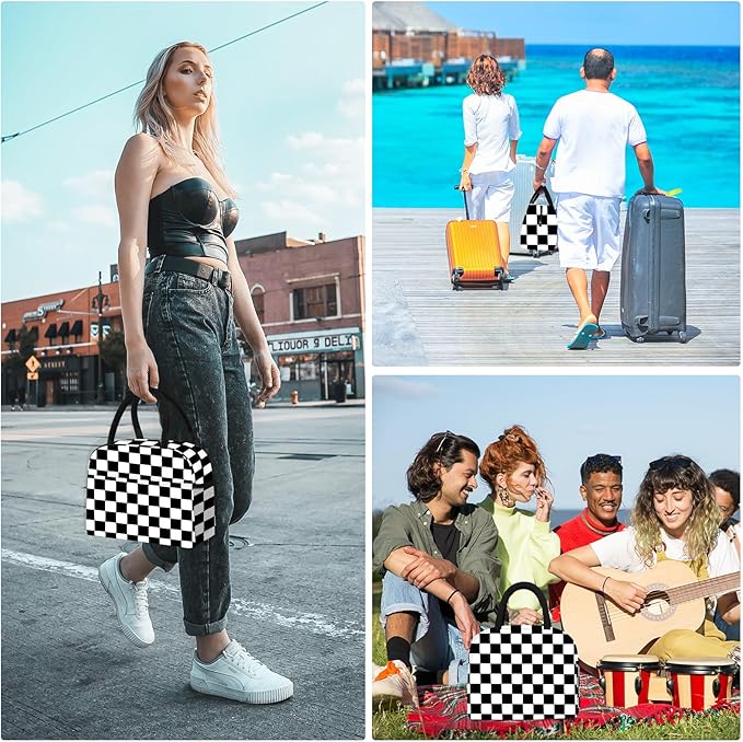 Lunch Bag Lunch Box for Women Men Reusable Insulated Lunch Tote Bag,Leakproof Thermal Cooler Sack Food Handbags Case High Capacity for Travel Work Picnic Beach- Square