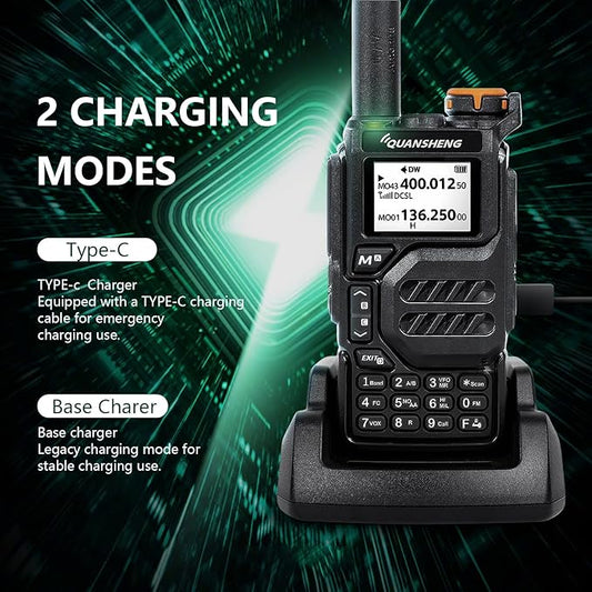 UV-K5 Ham Radio Long Range Walkie Talkies AM FM Rechargeable Two Way Radio NOAA Weather Receiver 2 Pack