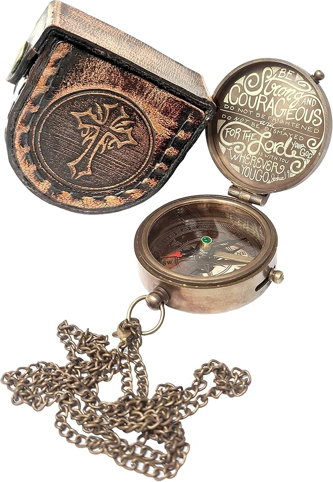 Brass Nautical - Brass Compass Engraved Gift for Son, Grandson, Daughter, Baptism, Confirmation Communion Godson Church Graduation Day