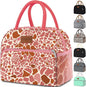 Coobiiya Lunch Bag Women, Lunch Box for Women Adult Men, Small Leakproof Cute Lunch Tote Large Capacity Reusable Insulated Cooler Lunch Container for Work/Office/Picnic/Travel-Pink Leopard
