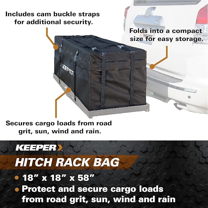 Keeper - Waterproof Hitch Rack Cargo Bag, 11 Cubic Feet