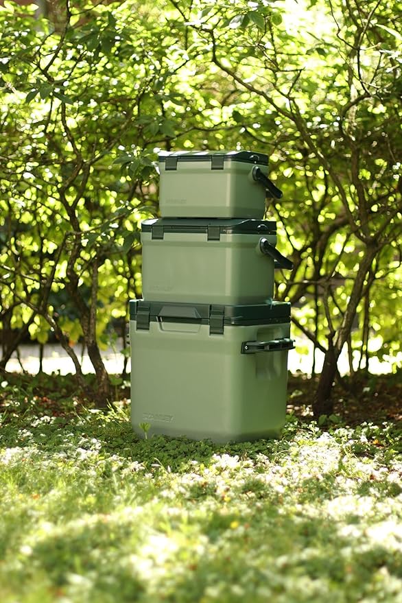 Stanley Adventure Outdoor Cooler 30 qt | Heavy Duty Outdoor Camping Cooler with Easy Carry Side Handles | 4 Days Cooling Ice Chest for 40 Cans | Flat Top Doubles as Seat | BPA-Free | Stanley Green
