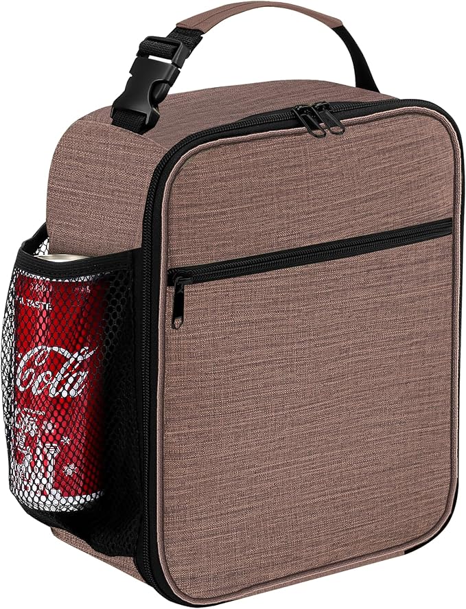 Lunch Box for Men - Reusable Lunch Bag Men Adult Women- Insulated Small LunchBox (Light Brown)