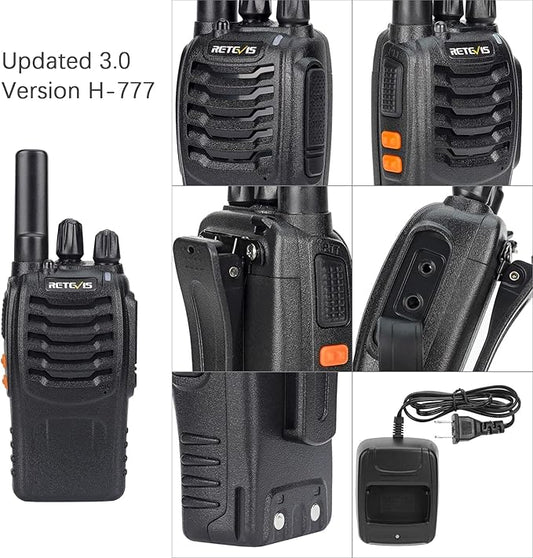 Retevis H-777 Walkie Talkies with Mic, Adults 2 Way Radios Long Range Rechargeable, License-Free, Crystal Audio, for School Work Construction Site(10 Pack)