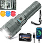 Flashlights High Lumens 900000 LED Rechargeable Tactical Flashlight Zoomable 3 Modes Fast Charging IPX6 Waterproof Super Bright Handheld Flashlights for Camping Hiking Outdoor and Gift