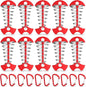 TOBWOLF 10PCS Red Deck Anchor Pegs with Carabiners, Windproof Aluminum Deck Tie Down Spring Tent Stakes, Camping Outdoor Fishbone Tent Anchors Tent Rope Tensioner Guyline Cord Adjuster Tent Pegs