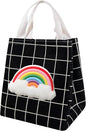 Lunch Bag Insulated Lunch Box for Women Men,Reusable Adult Lunch Tote Bags for Work or Travel (Rainbow Black)