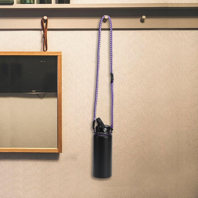 Wongeto Paracord Handle Carrier Holder with Shoulder Strap,Compatible with Hydro Flask Wide Mouth Water Bottles