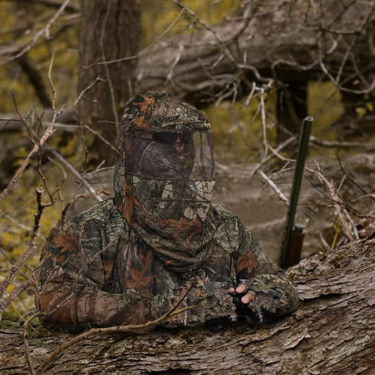 Mosquito Net Suit Camo Hunting Mesh Suit Bug Net Clothing with Hood Outdoor Protection No-See-Ums Garden Camping