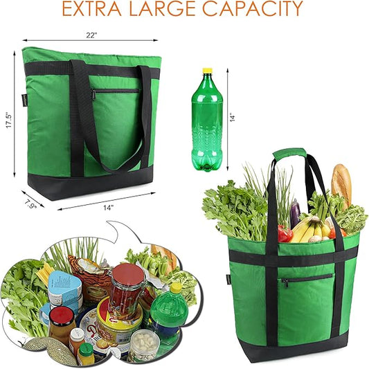 BeeGreen Insulated Cooler Bag Leakproof Freezer Shopping Tote for Groceries Thermal Food Delivery Bag