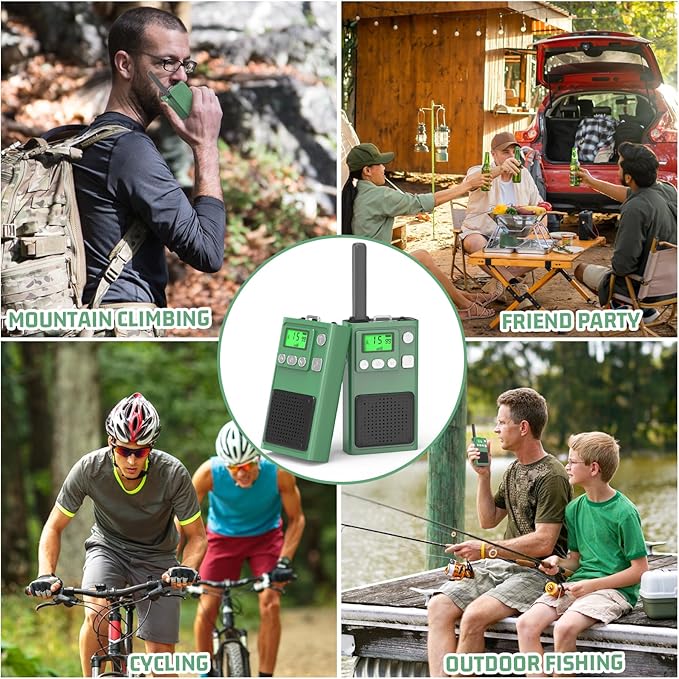 Walkie Talkies, Selieve Walkie Talkies for Adults Long Range with 22 Channels, 2 Pack Radios Walkie Talkies with LED Flashlight, Foldable Antennas for Hiking Camping Trip (Green)